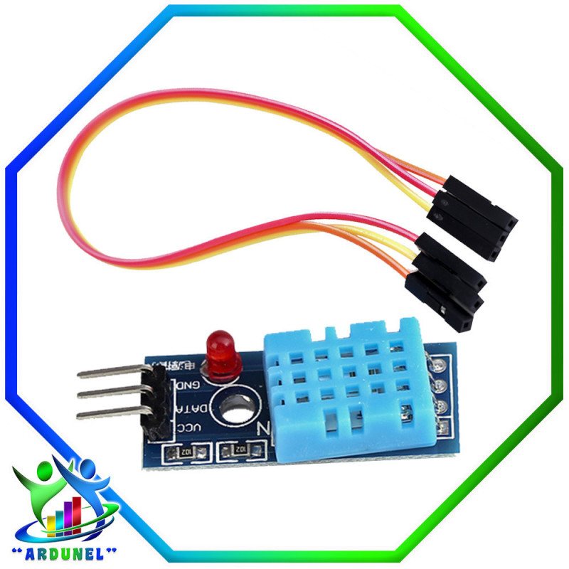 DHT11 MÓDULO DE TEMPERATURA Y HUMEDAD CON LED + CABLE DHT11 MÓDULO DE TEMPERATURA Y HUMEDAD CON LED + CABLE