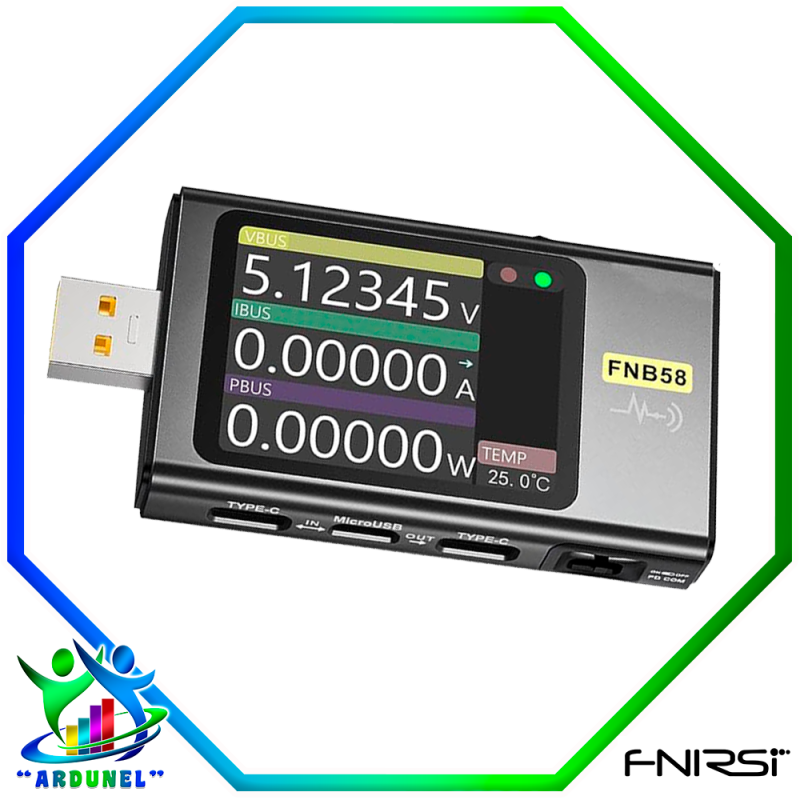 FNB58 TESTER USB VOLTÍMETRO AMPERÍMETRO CON BLUETOOTH (FNIRSI) FNB58 TESTER USB VOLTÍMETRO AMPERÍMETRO CON BLUETOOTH (FNIRSI)