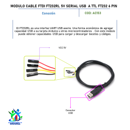 MODULO CABLE FTDI FT232RL 5V SERIAL USB A TTL FT232 6PIN MODULO CABLE FTDI FT232RL 5V SERIAL USB A TTL FT232 6PIN