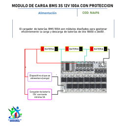 MODULO DE CARGA BMS 3S 12V 100A CON PROTECCIÓN MODULO DE CARGA BMS 3S 12V 100A CON PROTECCIÓN