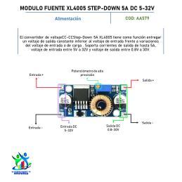 MODULO XL4005 REGULADOR AJUSTABLE STEP-DOWN 5A DC 5-32V MODULO XL4005 REGULADOR AJUSTABLE STEP-DOWN 5A DC 5-32V