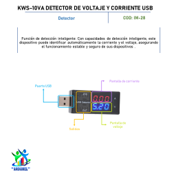 KWS-10VA DETECTOR DE VOLTAJE Y CORRIENTE USB KWS-10VA DETECTOR DE VOLTAJE Y CORRIENTE USB