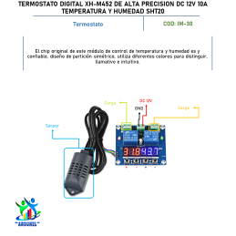TERMOSTATO DIGITAL XH-M452 DE ALTA PRECISIÓN DC 12V 10A TEMPERATURA Y HUMEDAD SHT20 TERMOSTATO DIGITAL XH-M452 DE ALTA PRECISIÓN DC 12V 10A TEMPERATURA Y HUMEDAD SHT20