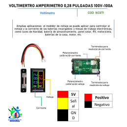 KIT VOLTIMETRO AMPERIMETRO 0,28 PULGADAS 100V 100A CON SHUNT KIT VOLTIMETRO AMPERIMETRO 0,28 PULGADAS 100V 100A CON SHUNT