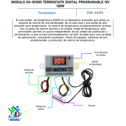 MODULO XH-W3001 TERMOSTATO DIGITAL PROGRAMABLE 12V 120W MODULO XH-W3001 TERMOSTATO DIGITAL PROGRAMABLE 12V 120W