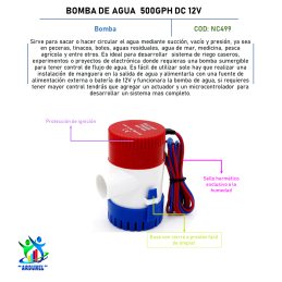 BOMBA DE AGUA 500GPH DC12V BOMBA DE AGUA 500GPH DC12V