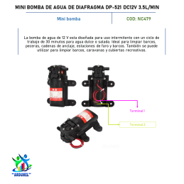 MINI BOMBA DE AGUA DE DIAFRAGMA DP-521 DC12V 3.5L/MIN MINI BOMBA DE AGUA DE DIAFRAGMA DP-521 DC12V 3.5L/MIN