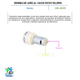 BOMBA DE AIRE AL VACIO DC12V 15L/MIN BOMBA DE AIRE AL VACIO DC12V 15L/MIN