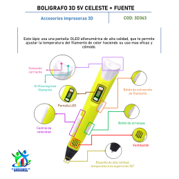 BOLÍGRAFO 3D 5V (AMARILLO) + FUENTE BOLÍGRAFO 3D 5V (AMARILLO) + FUENTE