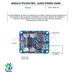 MODULO TPA3118 PBTL AUDIO STEREO 1X60W MODULO TPA3118 PBTL AUDIO STEREO 1X60W