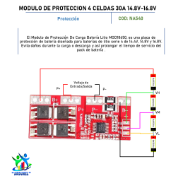 MODULO DE PROTECION 4 CELDAS 30A 14.8V 16.8V MODULO DE PROTECION 4 CELDAS 30A 14.8V 16.8V
