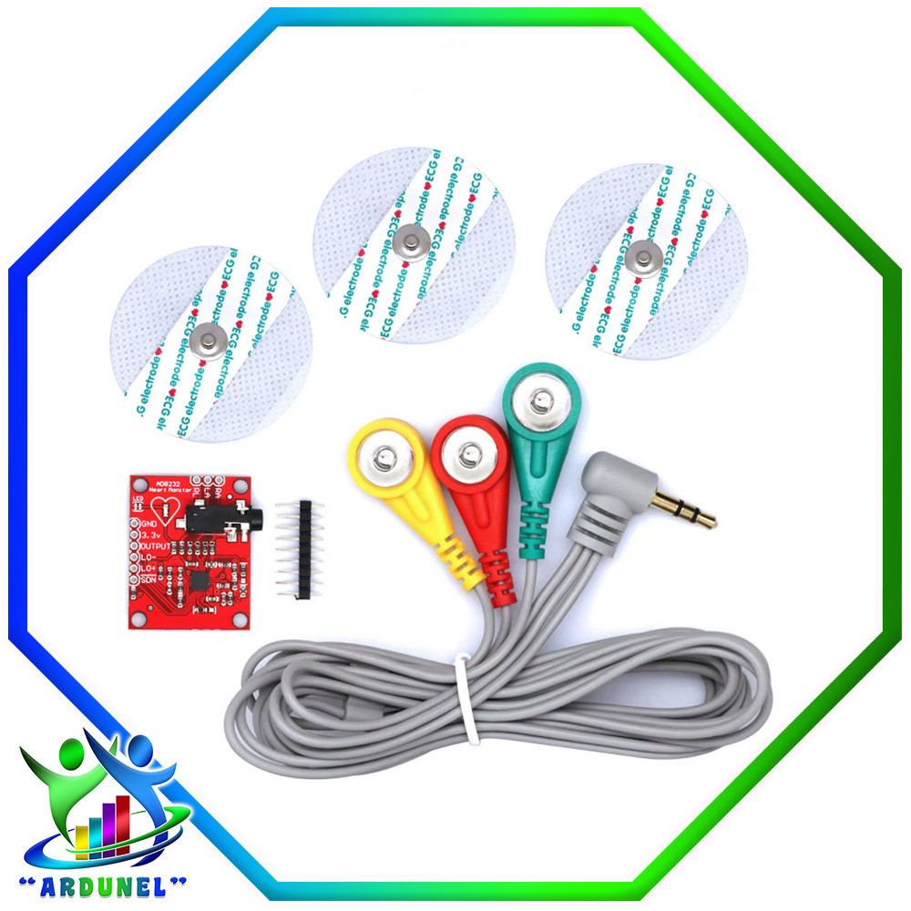 KIT MODULO ECG AD8232 SENSOR DE PULSO CARDIACO KIT MODULO ECG AD8232 SENSOR DE PULSO CARDIACO