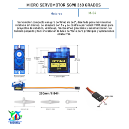 MICRO SERVOMOTOR SG90 360 GRADOS