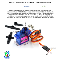 MICRO SERVOMOTOR SG92R 2.5KG 180 GRADOS (ALTA CALIDAD)