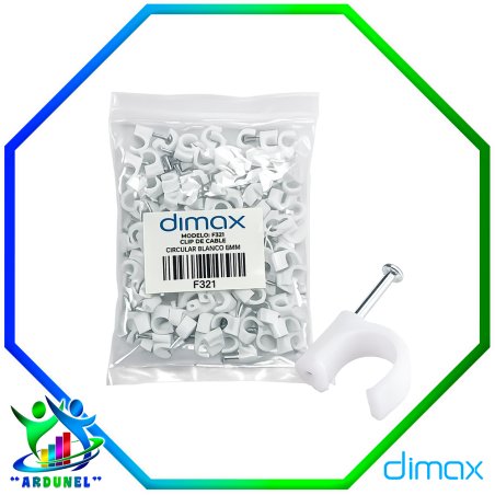 CLIPS BLANCOS PARA SUJECION DE CABLES 6MM BOLSA DE 100 UNIDADES